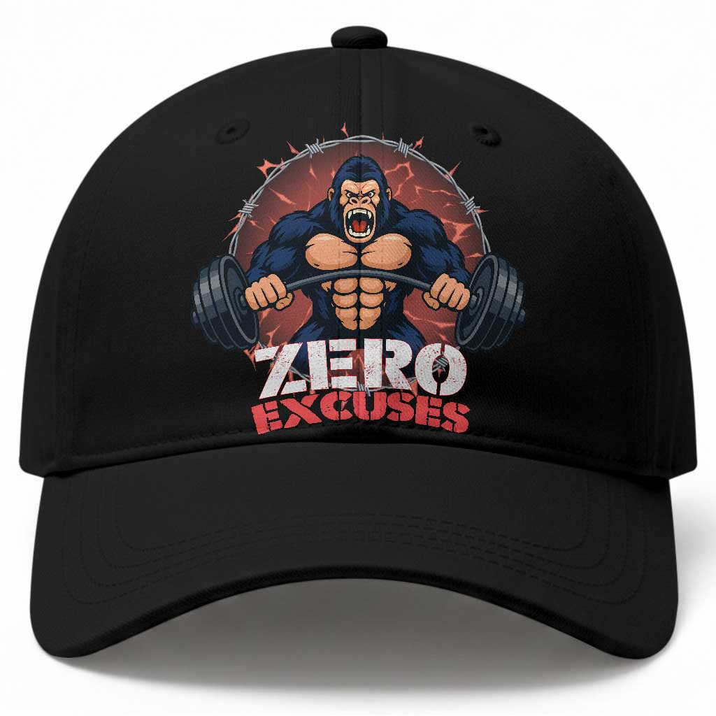 Zero Excuses Baseball Cap Gorilla Fitness Lover Gift TS12 Print Your Wear
