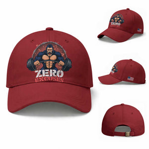 Zero Excuses Baseball Cap Gorilla Fitness Lover Gift TS12 Baseball Cap Universal Fit Cherry Red Print Your Wear