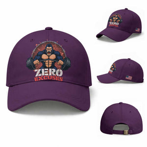 Zero Excuses Baseball Cap Gorilla Fitness Lover Gift TS12 Baseball Cap Universal Fit Purple Print Your Wear
