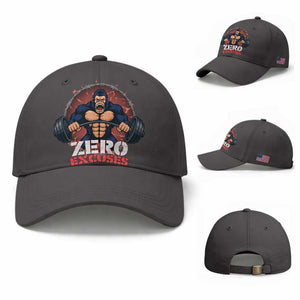 Zero Excuses Baseball Cap Gorilla Fitness Lover Gift TS12 Baseball Cap Universal Fit Dark Gray Print Your Wear