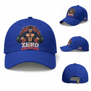 Zero Excuses Baseball Cap Gorilla Fitness Lover Gift TS12 Baseball Cap Universal Fit Royal Blue Print Your Wear