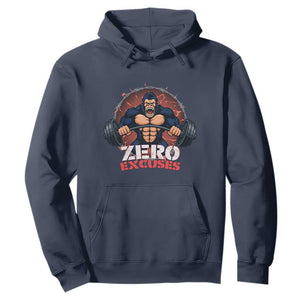 Zero Excuses Hoodie Gorilla Fitness Lover Gift TS12 Navy Print Your Wear