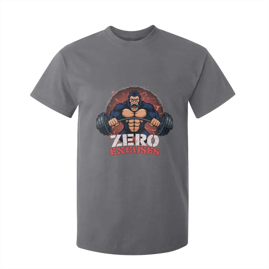 Zero Excuses T Shirt For Kid Gorilla Fitness Lover Gift TS12 Charcoal Print Your Wear