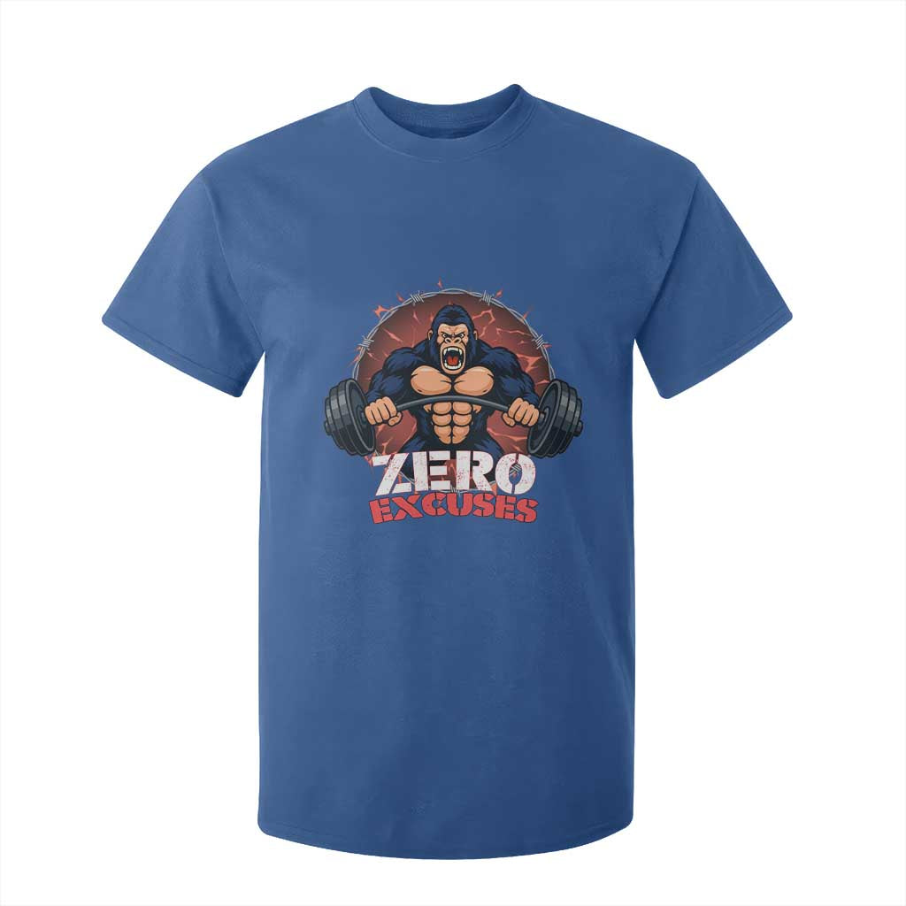 Zero Excuses T Shirt For Kid Gorilla Fitness Lover Gift TS12 Royal Blue Print Your Wear