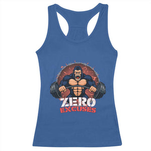 Zero Excuses Racerback Tank Top Gorilla Fitness Lover Gift TS12 Royal Blue Print Your Wear