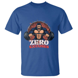 Zero Excuses T Shirt Gorilla Fitness Lover Gift TS12 Royal Blue Print Your Wear