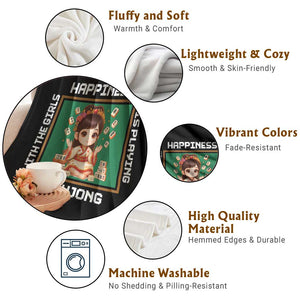 Gambling Chinese Gift Throw Blanket Happiness Is Playing Mahjong With The Girls TS12 Print Your Wear