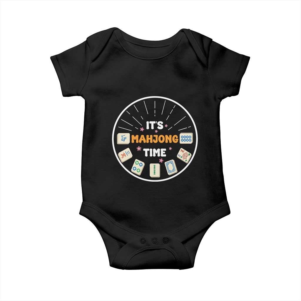 It Is Mahjong Time Baby Onesie Gambling Chinese Gift TS12 Black Print Your Wear