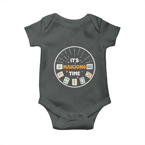 It Is Mahjong Time Baby Onesie Gambling Chinese Gift TS12 Dark Heather Print Your Wear
