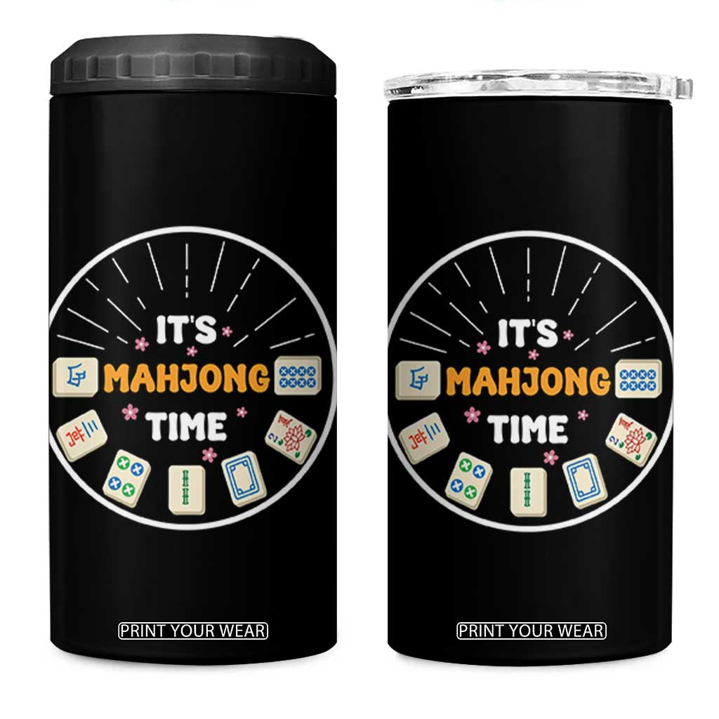 It Is Mahjong Time 4 in 1 Can Cooler Tumbler Gambling Chinese Gift TS12 One Size: 16 oz Black Print Your Wear