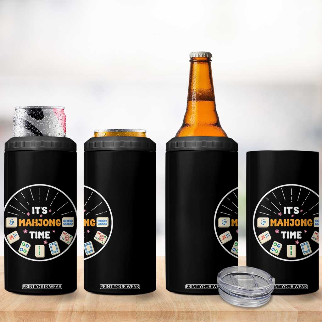 It Is Mahjong Time 4 in 1 Can Cooler Tumbler Gambling Chinese Gift TS12 Print Your Wear