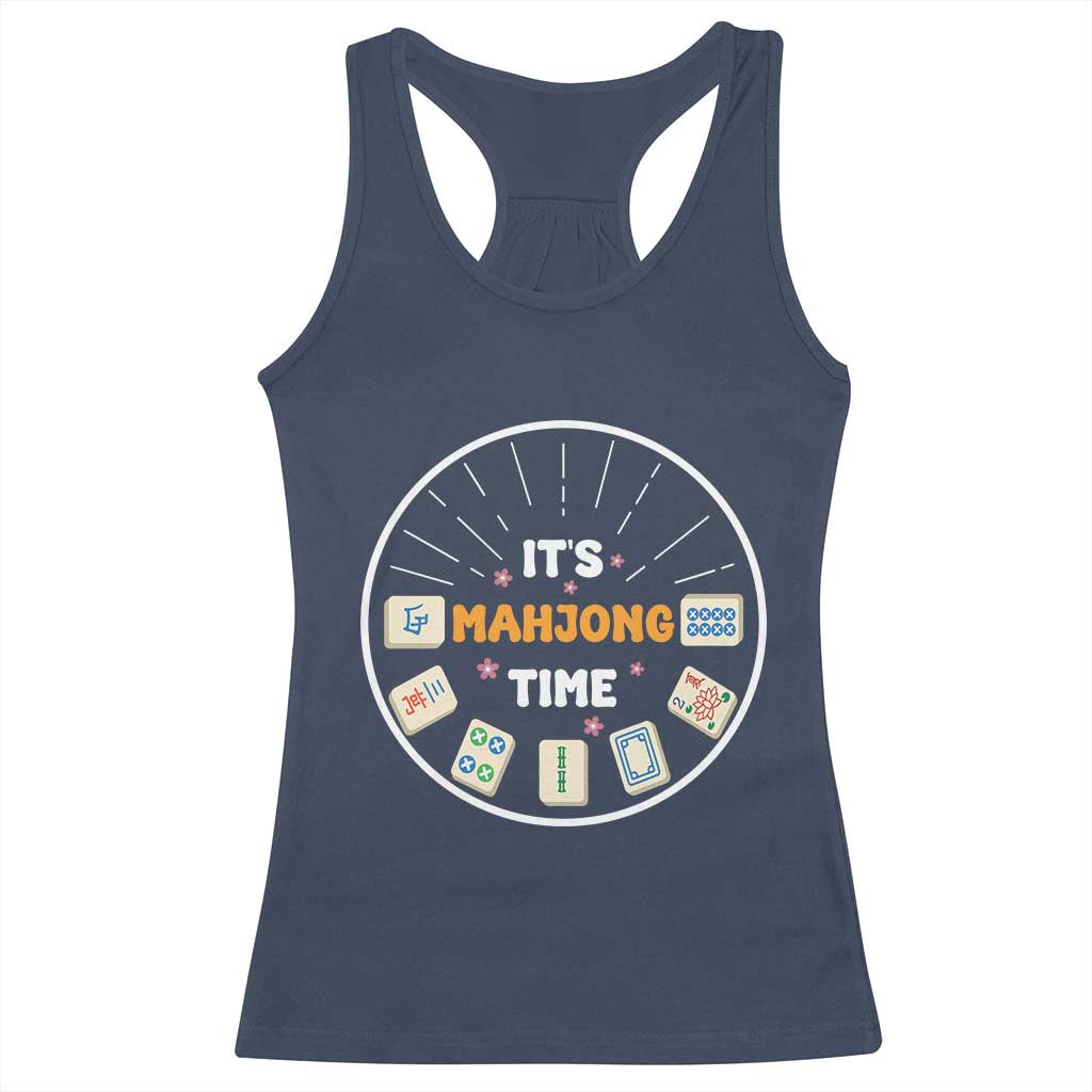It Is Mahjong Time Racerback Tank Top Gambling Chinese Gift TS12 Navy Print Your Wear