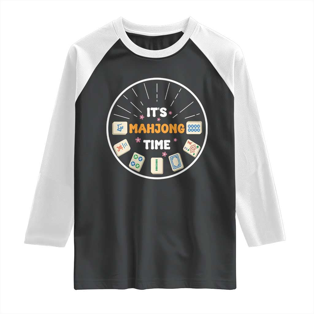 It Is Mahjong Time Raglan Shirt Gambling Chinese Gift TS12 Black White Print Your Wear