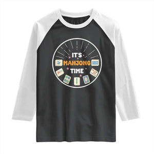 It Is Mahjong Time Raglan Shirt Gambling Chinese Gift TS12 Black White Print Your Wear
