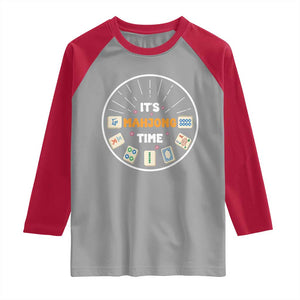 It Is Mahjong Time Raglan Shirt Gambling Chinese Gift TS12 Sport Gray Red Print Your Wear