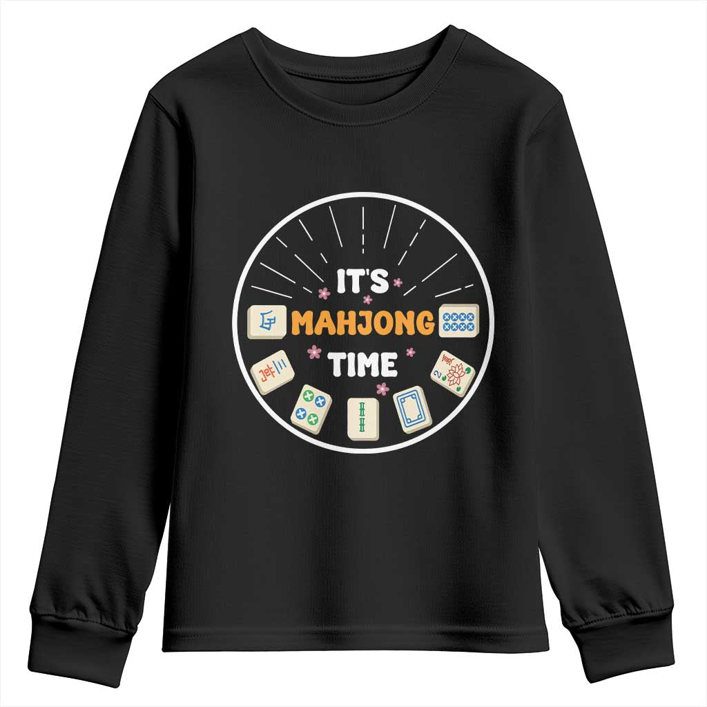 It Is Mahjong Time Youth Sweatshirt Gambling Chinese Gift TS12 Black Print Your Wear