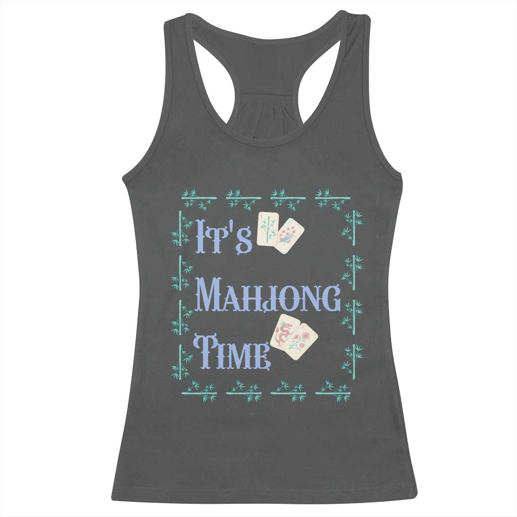 Mahjong Gift Racerback Tank Top It Is Mahjong Time For Players TS12 Dark Heather Print Your Wear
