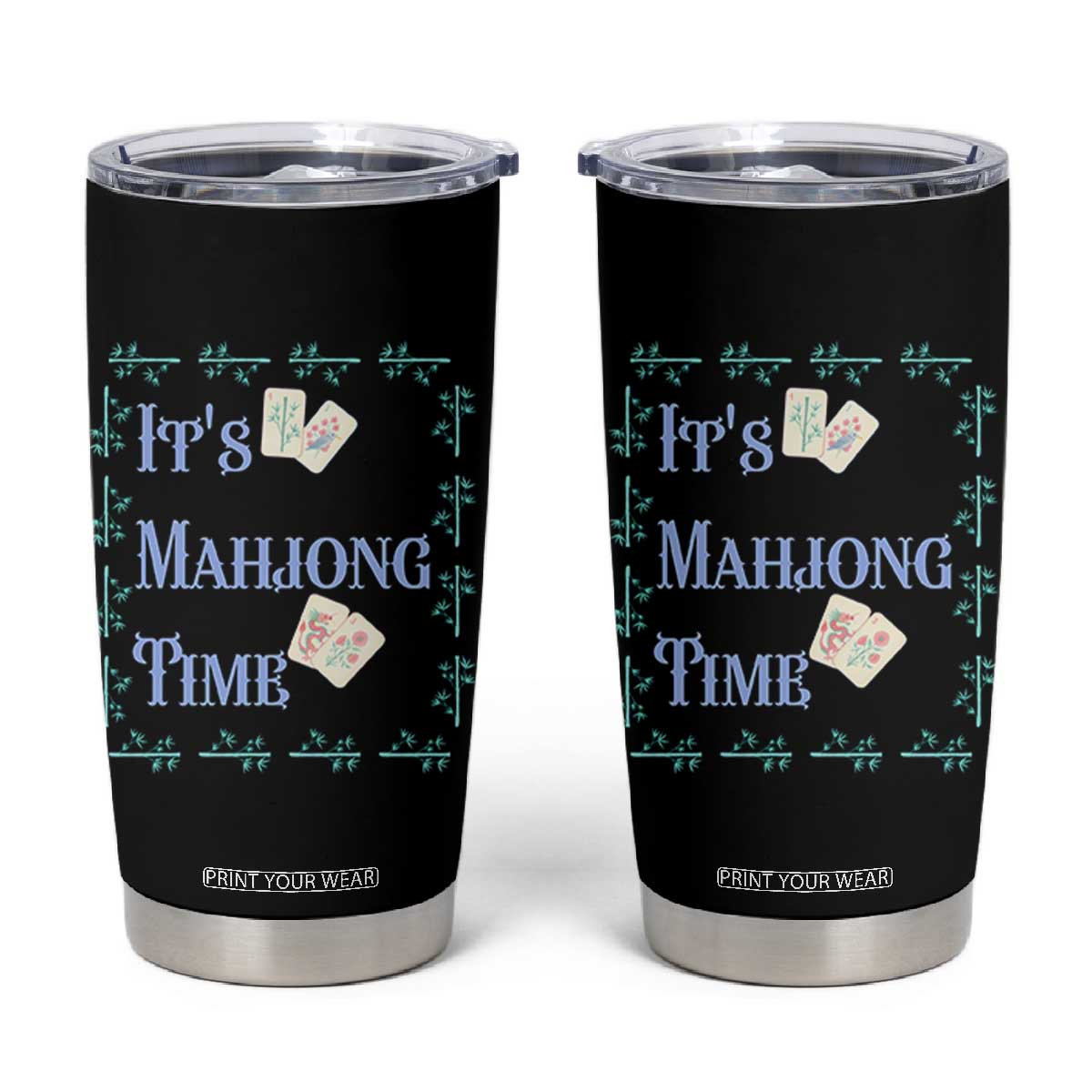 Mahjong Gift Tumbler Cup It Is Mahjong Time For Players TS12 Black Print Your Wear