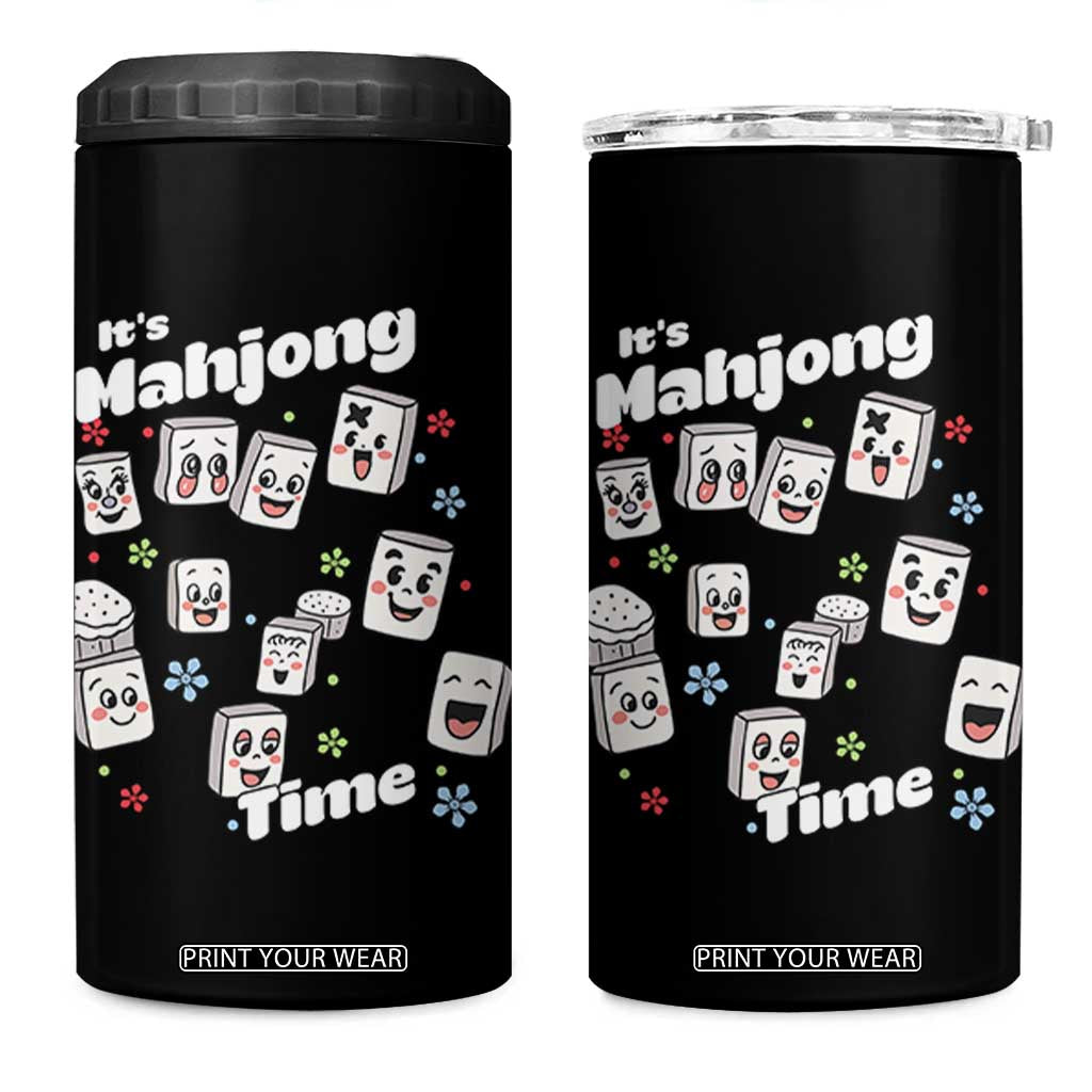 It Is Mahjong Time 4 in 1 Can Cooler Tumbler Mahjong Lover Gift TS12 One Size: 16 oz Black Print Your Wear