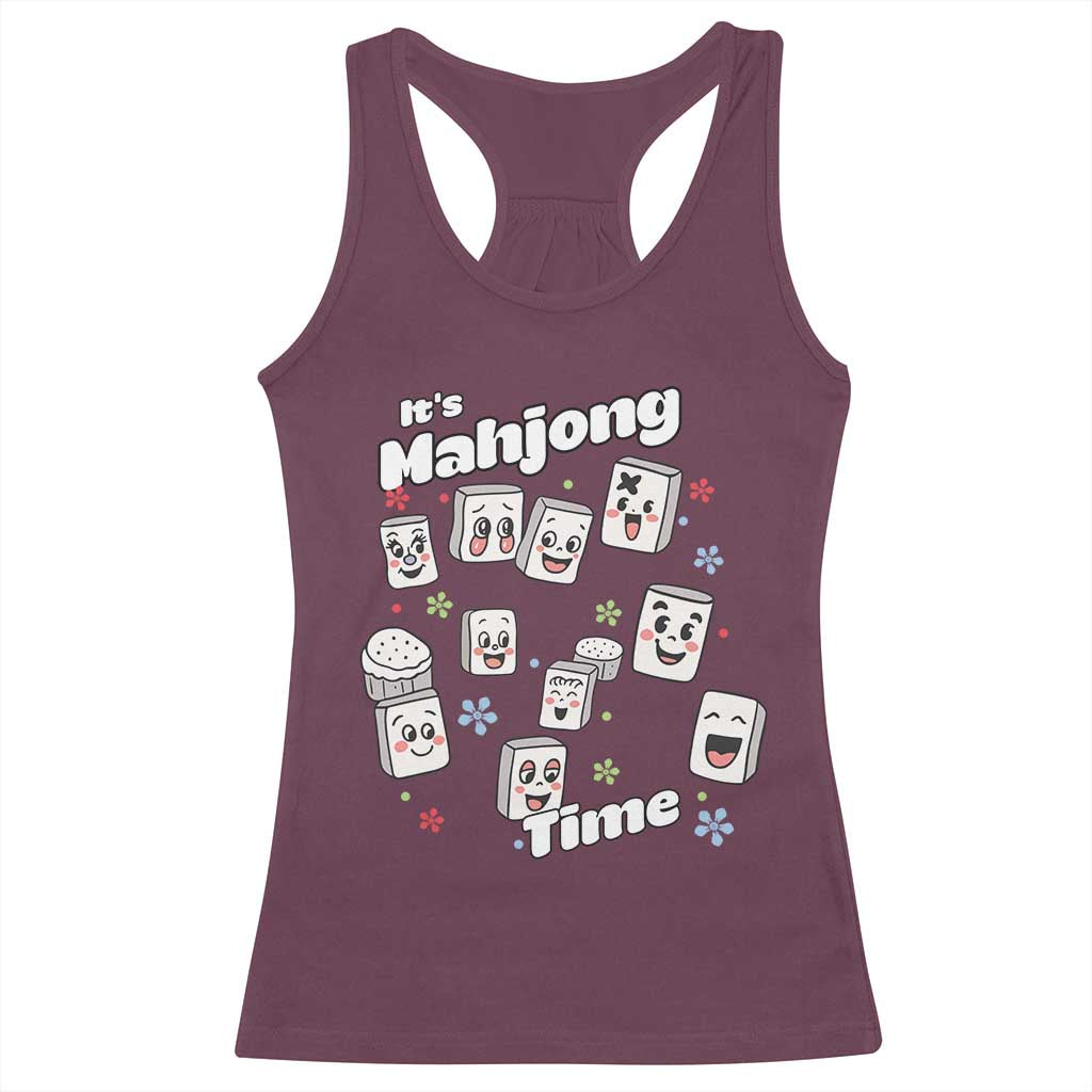 It Is Mahjong Time Racerback Tank Top Mahjong Lover Gift TS12 Maroon Print Your Wear