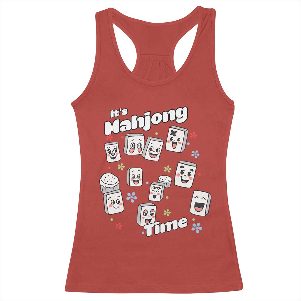 It Is Mahjong Time Racerback Tank Top Mahjong Lover Gift TS12 Red Print Your Wear