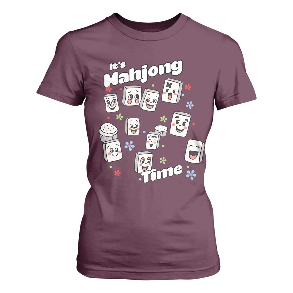 It Is Mahjong Time T Shirt For Women Mahjong Lover Gift TS12 Maroon Print Your Wear