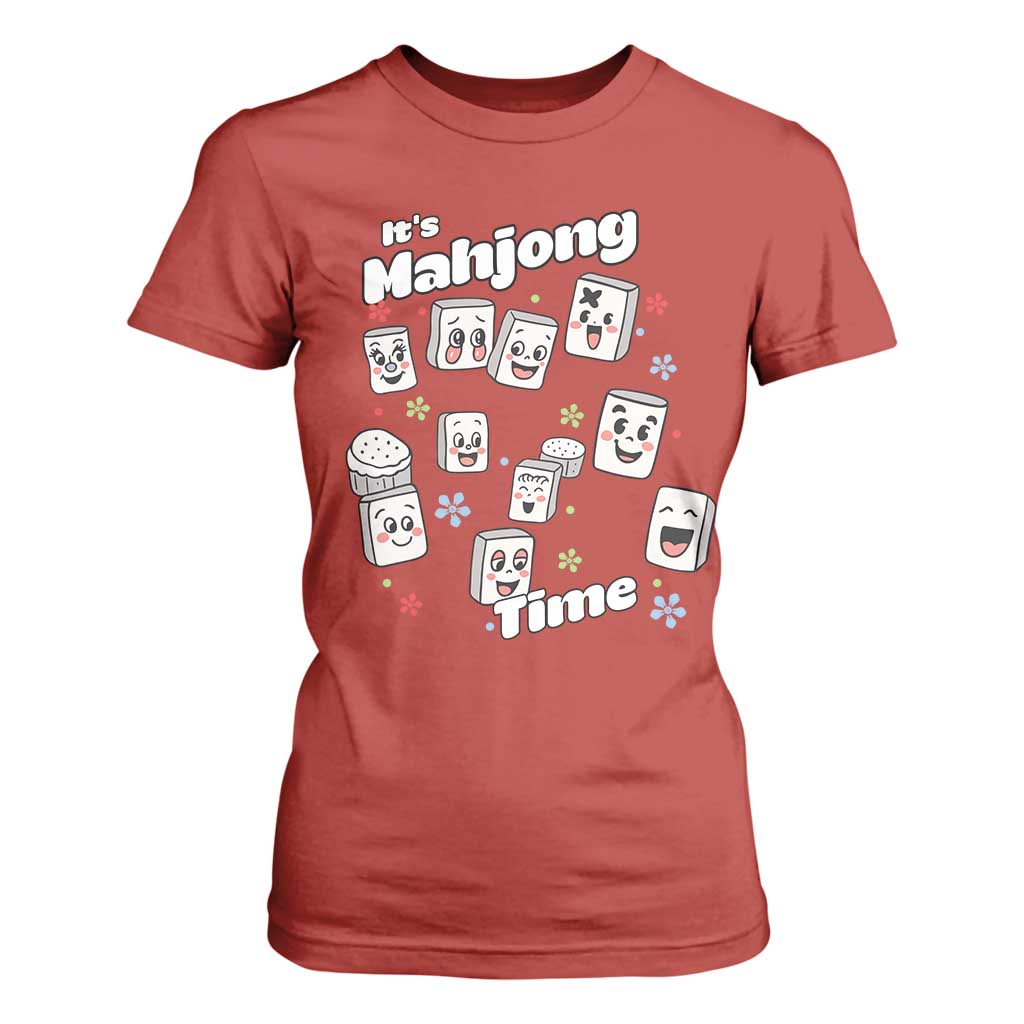 It Is Mahjong Time T Shirt For Women Mahjong Lover Gift TS12 Red Print Your Wear