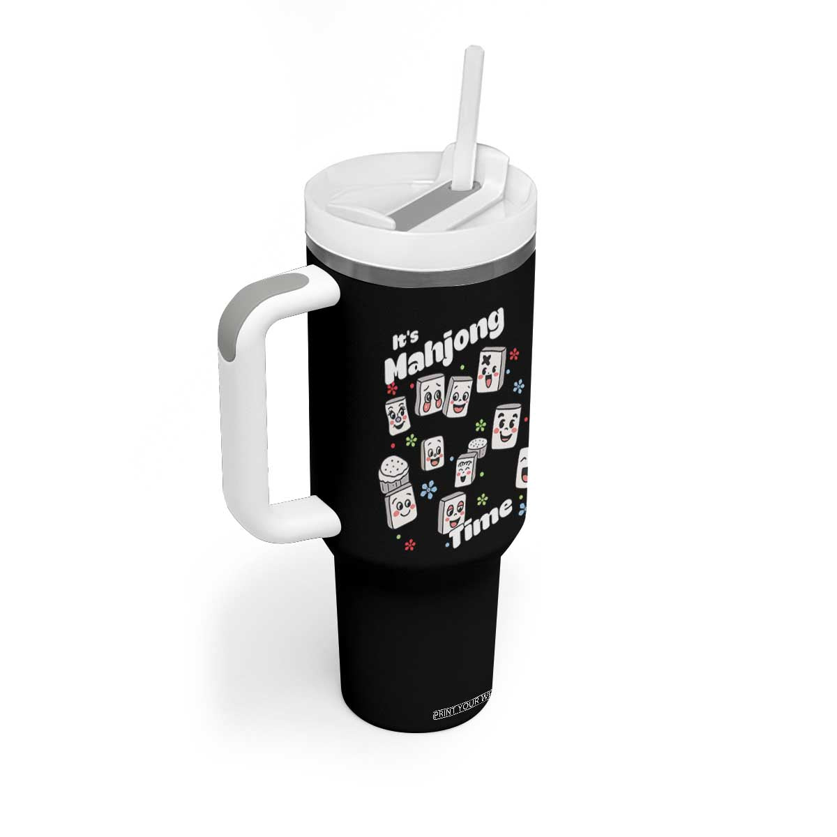 It Is Mahjong Time Tumbler With Handle Mahjong Lover Gift TS12 Print Your Wear