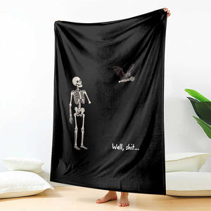 Funny Well Shit Skeleton Throw Blanket Bat Carrying Bones Halloween Gift