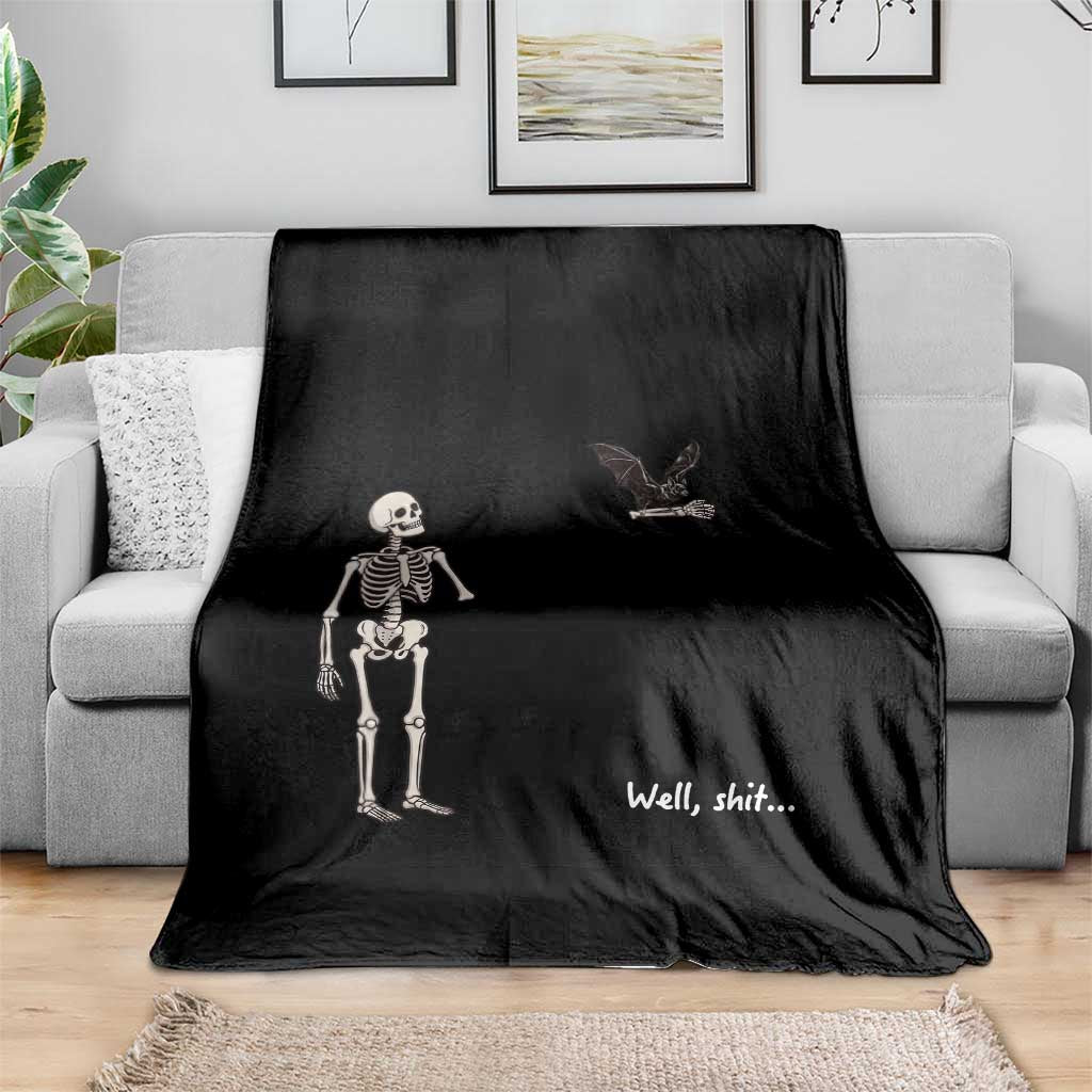 Funny Well Shit Skeleton Throw Blanket Bat Carrying Bones Halloween Gift