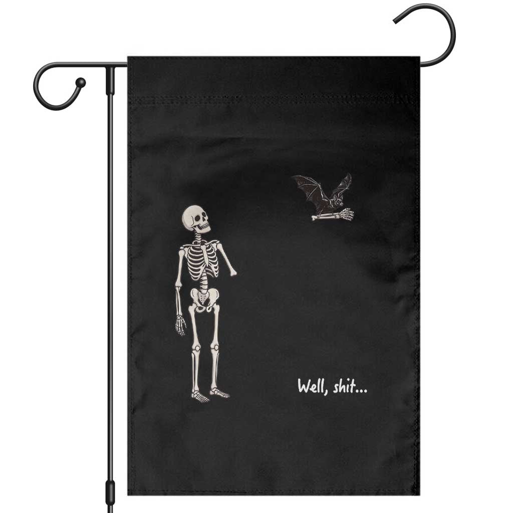Funny Well Shit Skeleton Garden Flag Bat Carrying Bones Halloween Gift