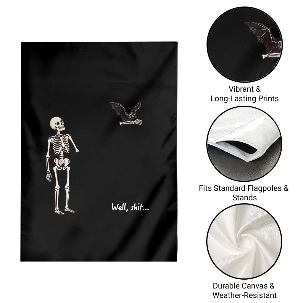 Funny Well Shit Skeleton Garden Flag Bat Carrying Bones Halloween Gift