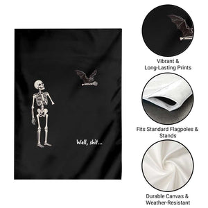 Funny Well Shit Skeleton Garden Flag Bat Carrying Bones Halloween Gift