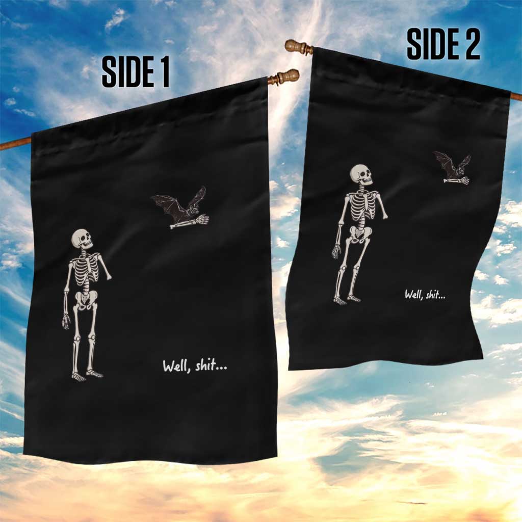 Funny Well Shit Skeleton Garden Flag Bat Carrying Bones Halloween Gift