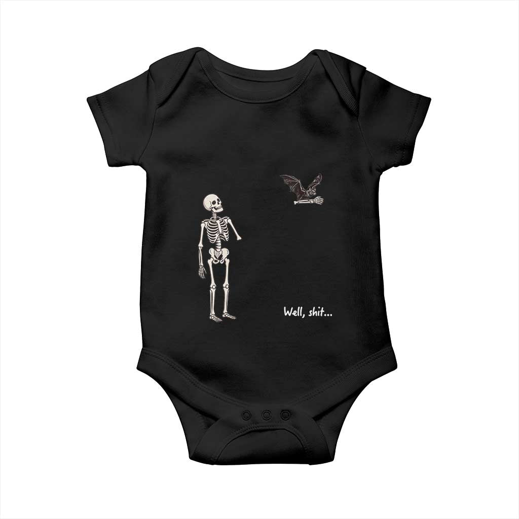 Funny Well Shit Skeleton Baby Onesie Bat Carrying Bones Halloween Gift