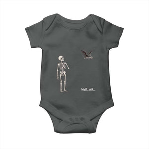 Funny Well Shit Skeleton Baby Onesie Bat Carrying Bones Halloween Gift