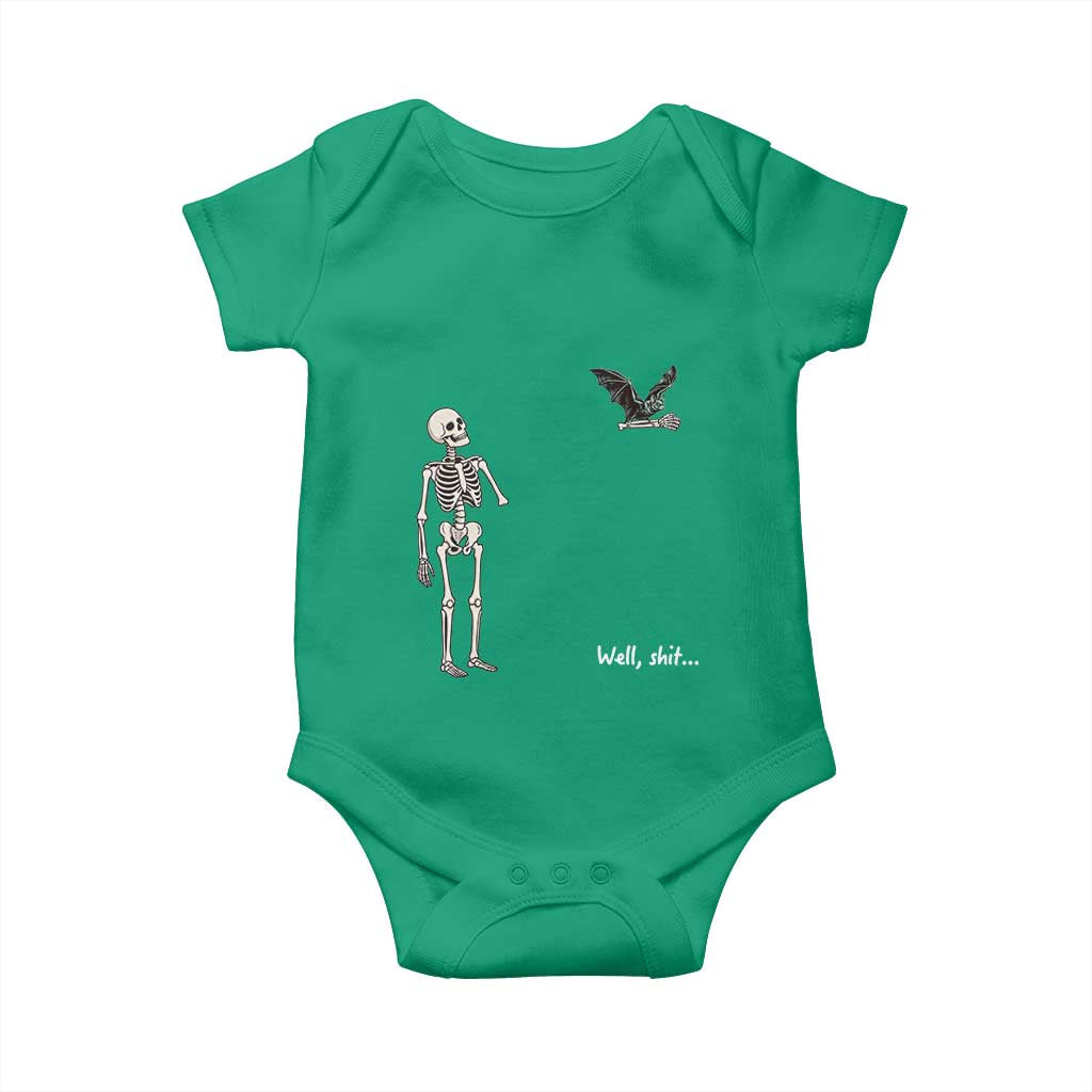 Funny Well Shit Skeleton Baby Onesie Bat Carrying Bones Halloween Gift