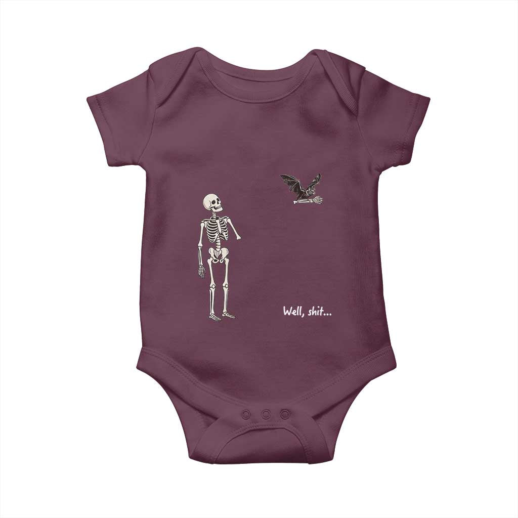 Funny Well Shit Skeleton Baby Onesie Bat Carrying Bones Halloween Gift