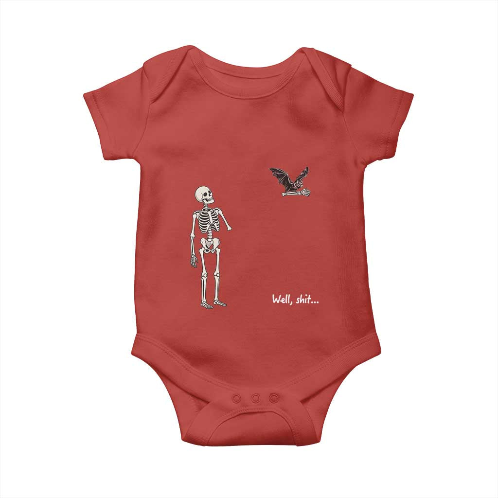 Funny Well Shit Skeleton Baby Onesie Bat Carrying Bones Halloween Gift