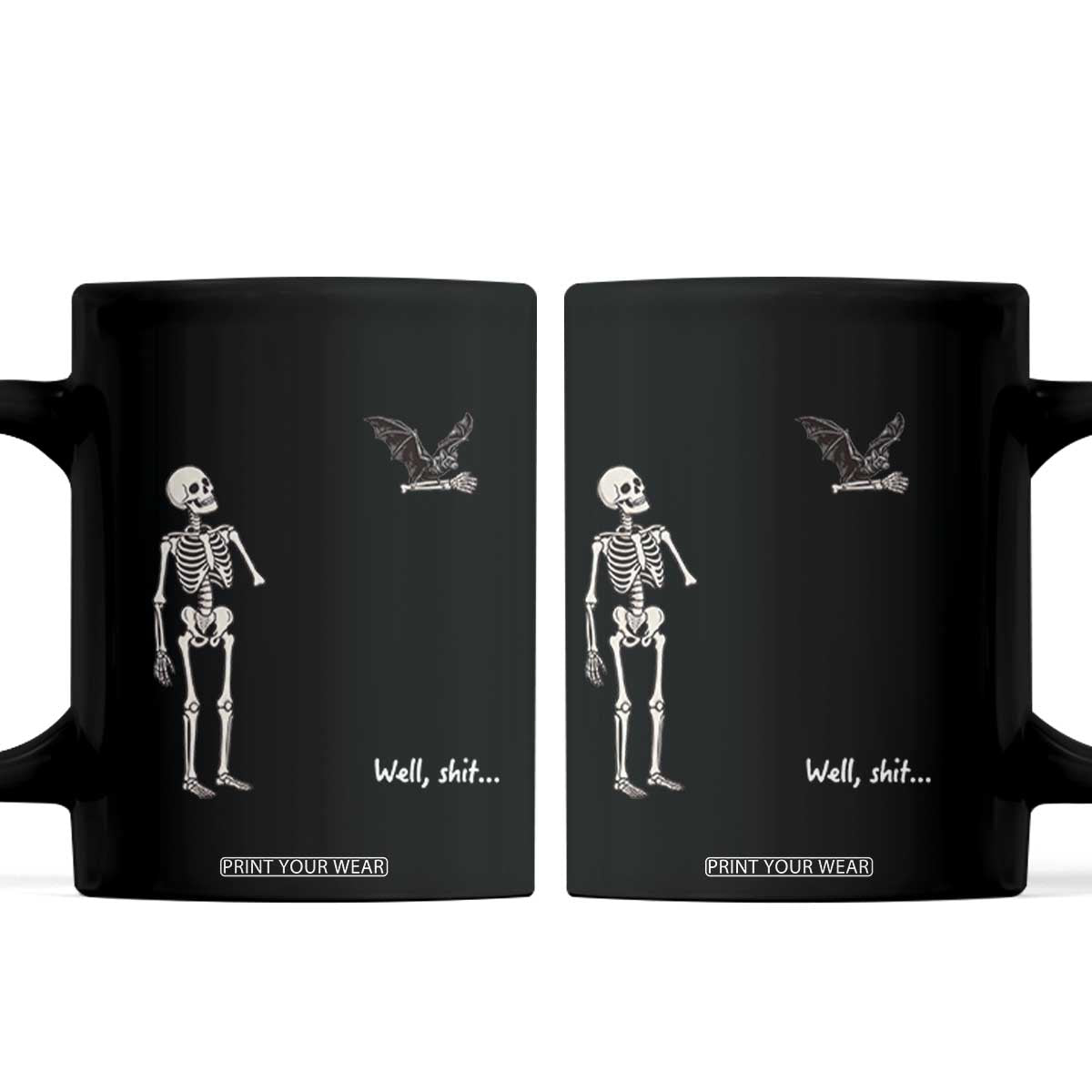 Funny Well Shit Skeleton Coffee Mug Bat Carrying Bones Halloween Gift