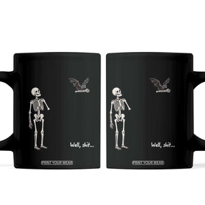 Funny Well Shit Skeleton Coffee Mug Bat Carrying Bones Halloween Gift