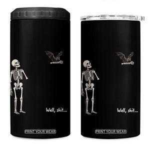 Funny Well Shit Skeleton 4 in 1 Can Cooler Tumbler Bat Carrying Bones Halloween Gift