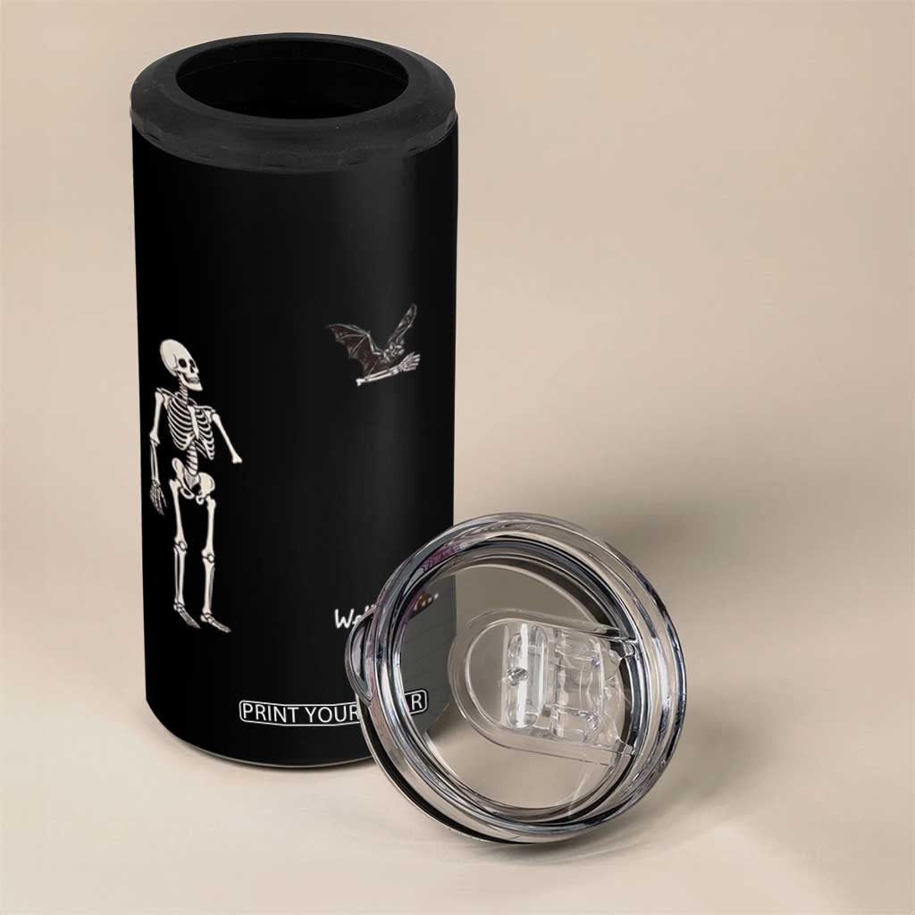Funny Well Shit Skeleton 4 in 1 Can Cooler Tumbler Bat Carrying Bones Halloween Gift