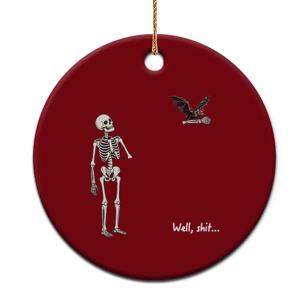 Funny Well Shit Skeleton Ceramic Ornament Bat Carrying Bones Halloween Gift
