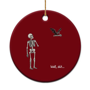 Funny Well Shit Skeleton Ceramic Ornament Bat Carrying Bones Halloween Gift