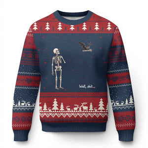 Funny Well Shit Skeleton Ugly Christmas Sweater Bat Carrying Bones Halloween Gift