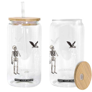 Funny Well Shit Skeleton Glass Can Bat Carrying Bones Halloween Gift