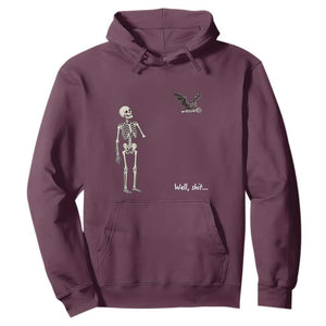 Funny Well Shit Skeleton Hoodie Bat Carrying Bones Halloween Gift