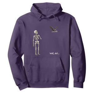 Funny Well Shit Skeleton Hoodie Bat Carrying Bones Halloween Gift