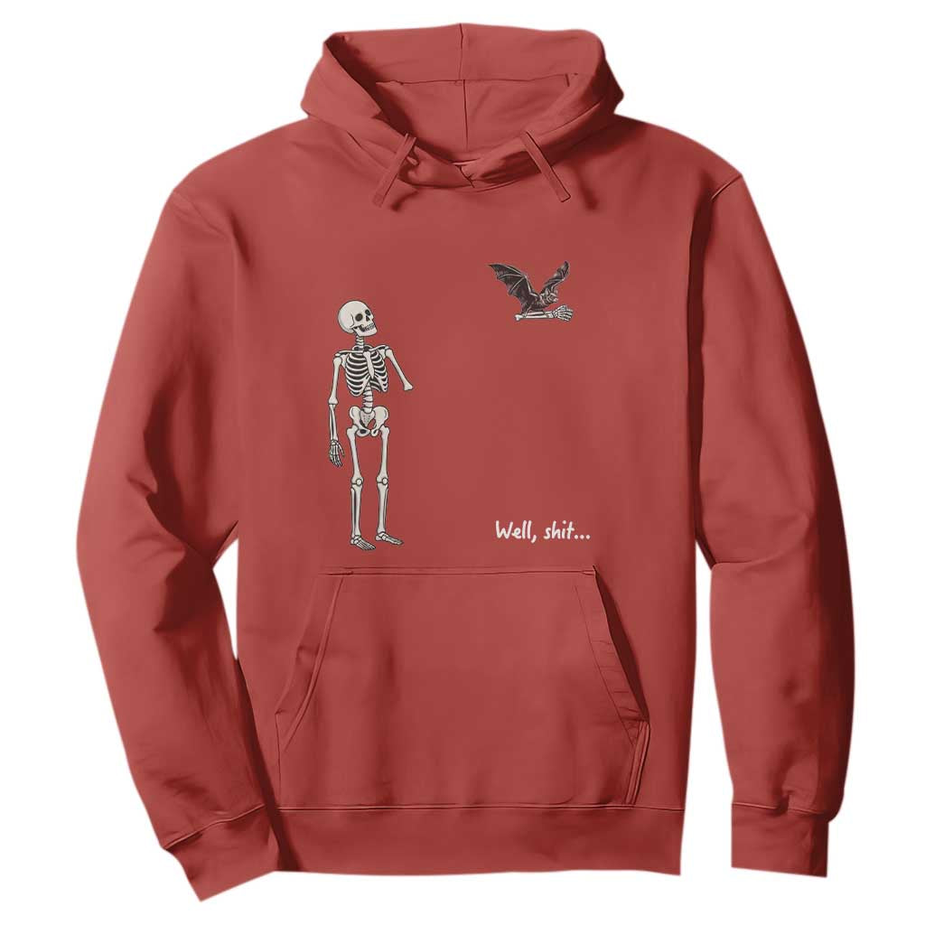 Funny Well Shit Skeleton Hoodie Bat Carrying Bones Halloween Gift